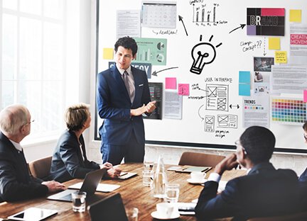 Social icons over notebook and coffee